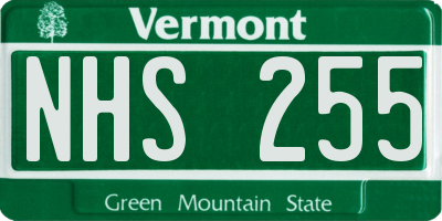VT license plate NHS255