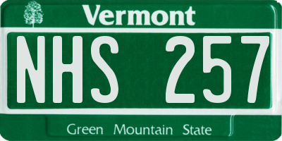 VT license plate NHS257