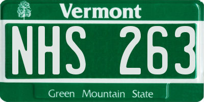 VT license plate NHS263