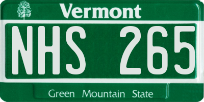 VT license plate NHS265