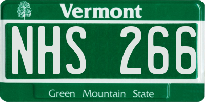 VT license plate NHS266