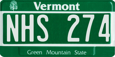 VT license plate NHS274