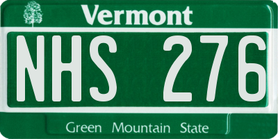VT license plate NHS276