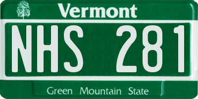VT license plate NHS281