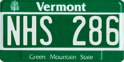 VT license plate NHS286