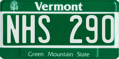 VT license plate NHS290