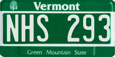 VT license plate NHS293