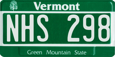 VT license plate NHS298