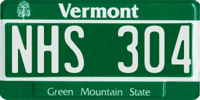 VT license plate NHS304