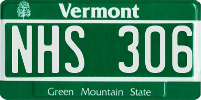 VT license plate NHS306