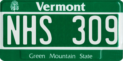 VT license plate NHS309