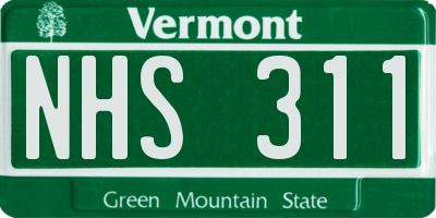 VT license plate NHS311