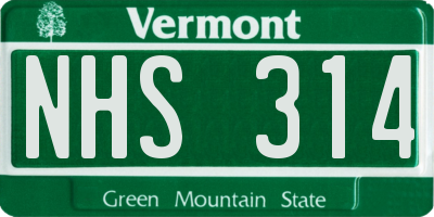 VT license plate NHS314