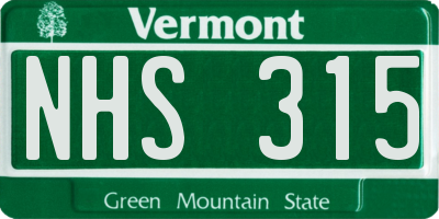 VT license plate NHS315
