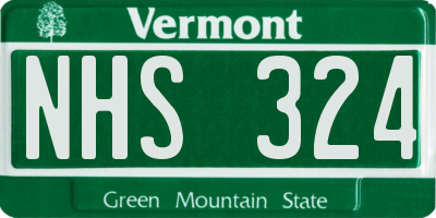 VT license plate NHS324