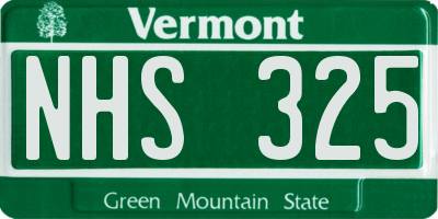 VT license plate NHS325
