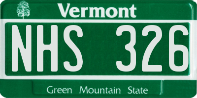 VT license plate NHS326