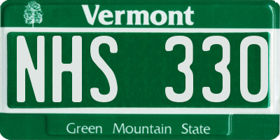 VT license plate NHS330