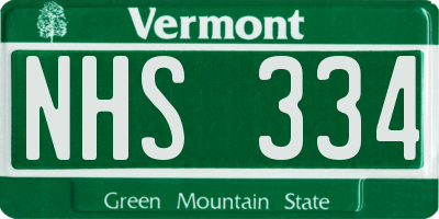 VT license plate NHS334