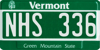 VT license plate NHS336