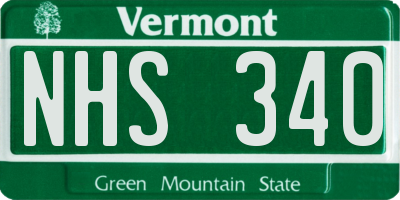 VT license plate NHS340