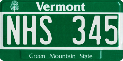 VT license plate NHS345