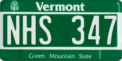 VT license plate NHS347