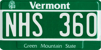 VT license plate NHS360