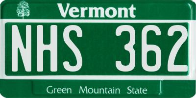 VT license plate NHS362
