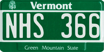 VT license plate NHS366
