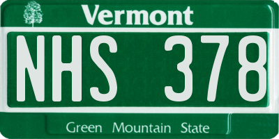 VT license plate NHS378