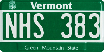 VT license plate NHS383
