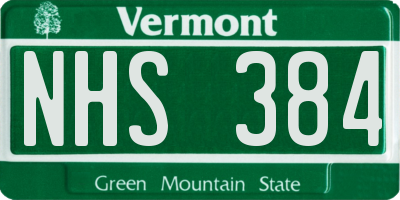 VT license plate NHS384