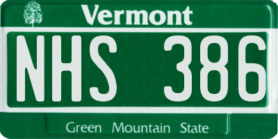 VT license plate NHS386