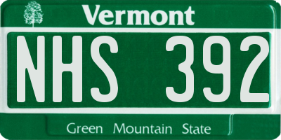 VT license plate NHS392