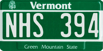 VT license plate NHS394