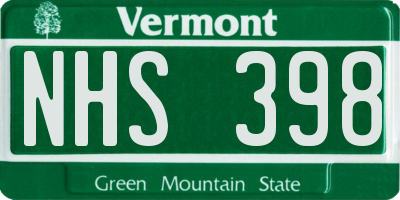 VT license plate NHS398