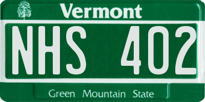 VT license plate NHS402