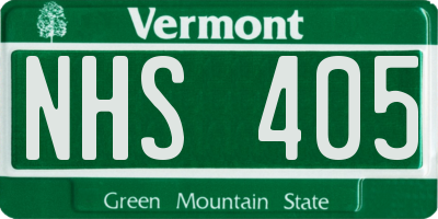 VT license plate NHS405