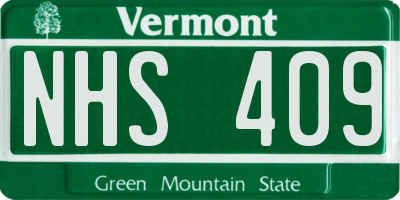 VT license plate NHS409