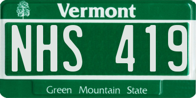VT license plate NHS419
