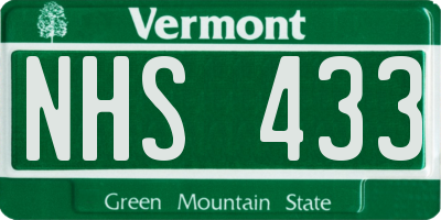 VT license plate NHS433