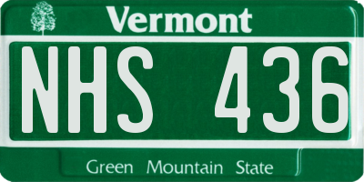 VT license plate NHS436
