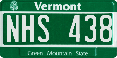VT license plate NHS438