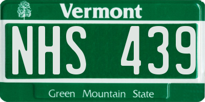 VT license plate NHS439