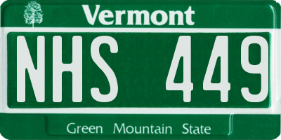 VT license plate NHS449