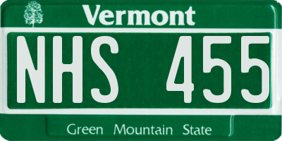 VT license plate NHS455