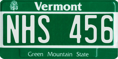 VT license plate NHS456