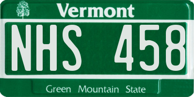 VT license plate NHS458