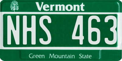 VT license plate NHS463
